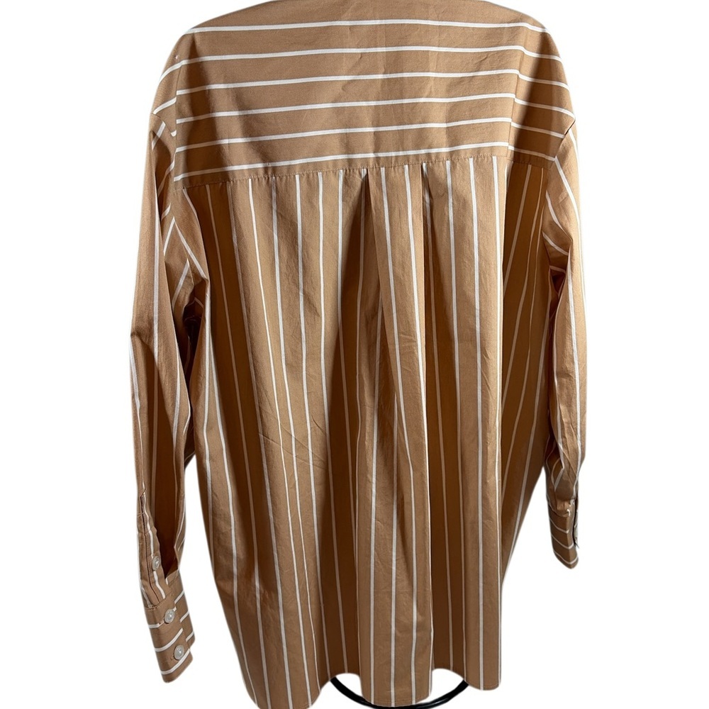 J Jill Womens Long Sleeve Button Up Striped Shirt Size Small Brown White - Picture 4 of 8